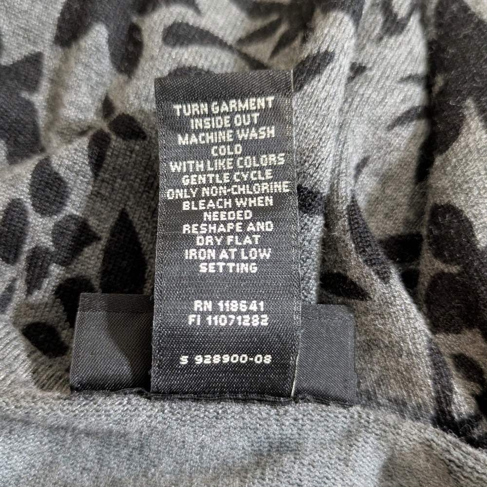 Lane Bryant Womens Gray Black Floral Knit Short Sleeve Cardigan Size 14/16 - Picture 7 of 7